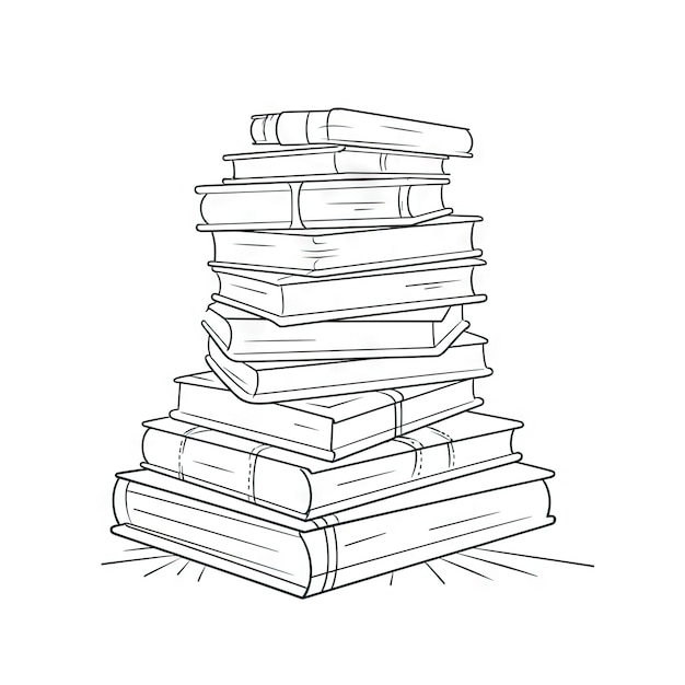 Minimalist Stack of Books Illustration on White Background