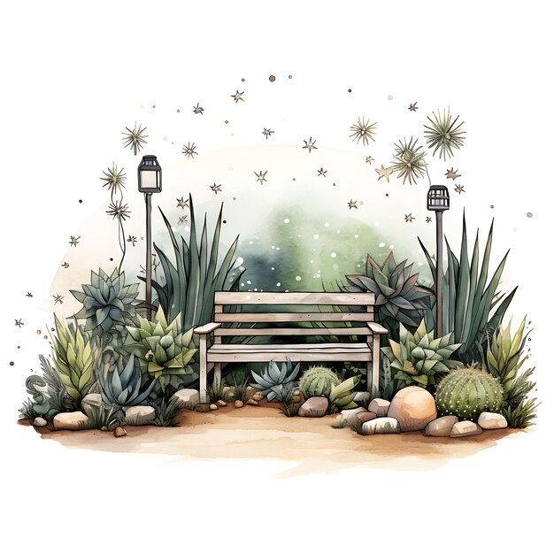 Minimalist Starry Night Garden Minimalist Plants Like Grasse Cozy Watercolor Of Nature Decorative