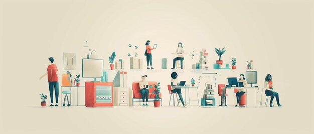 Photo minimalist startup illustration with diverse characters