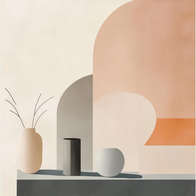 Photo minimalist still life with geometric shapes and muted colors