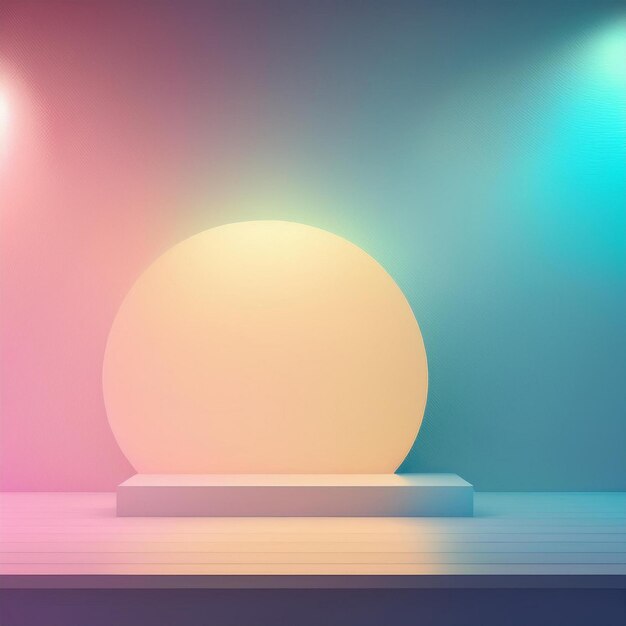 Minimalist studio background for YouTube with soft color wall two tables lamps and colored blur l