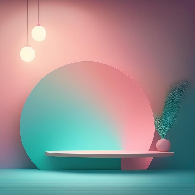 Minimalist studio background for YouTube with soft color wall two tables lamps and colored blur l