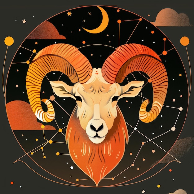 Photo minimalist style illustration of the aries zodiac sign