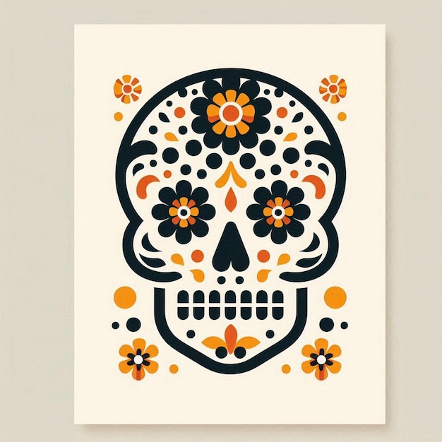 Photo minimalist sugar skull illustration and sugar skull art design