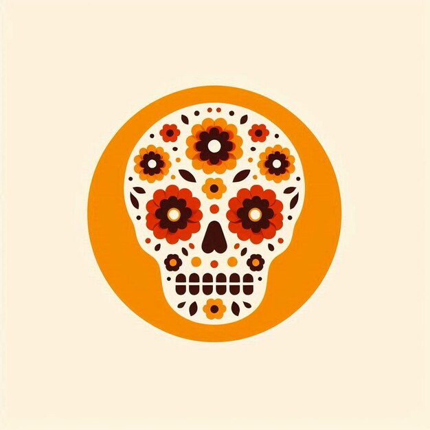 Photo minimalist sugar skull illustration and sugar skull art design