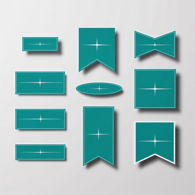 Photo minimalist teal banner stickers set clean vector graphics for branding amp promotions