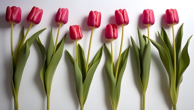 Minimalist Tulips on White Background