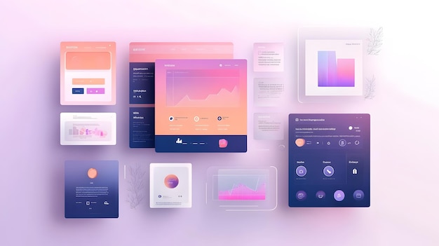 Minimalist UI Design with Soft Gradients and Flat Icons Website Interface Concept Digital Platform