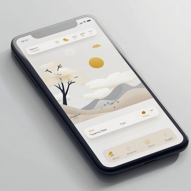 A minimalist UI for a weather app with clear icons and intuitive design