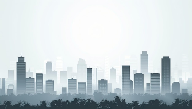 Minimalist urban skyline sleek city silhouette in flat vector style under sunny sky