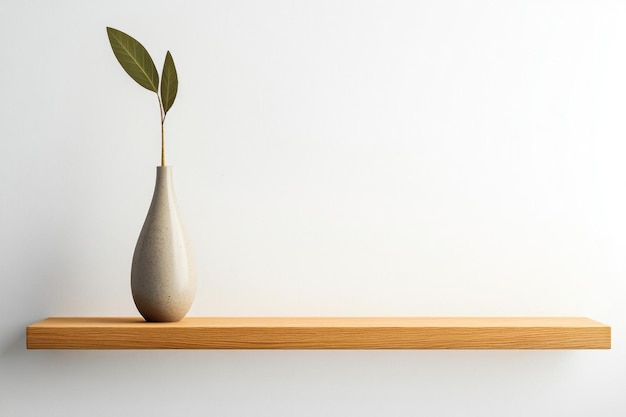 Photo minimalist vase on wooden shelf