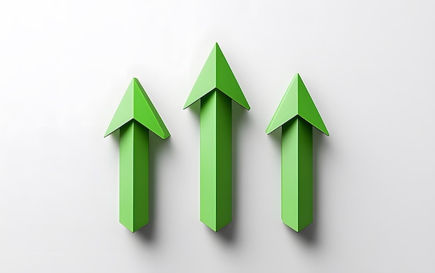 Minimalist Vector Graphic of Green Arrows Pointing Upward for Business Growth and Success Promotion