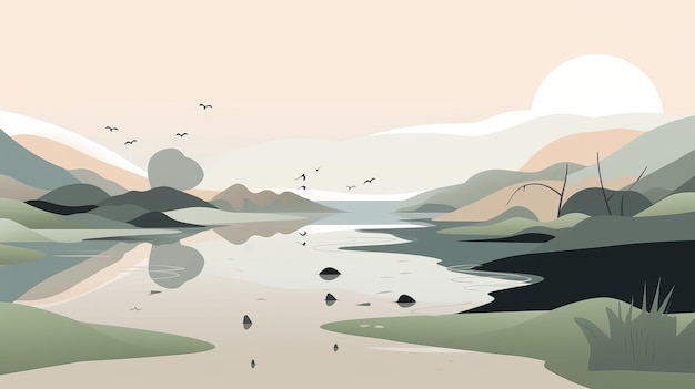 Minimalist Vector Illustration Of Tidal Pools