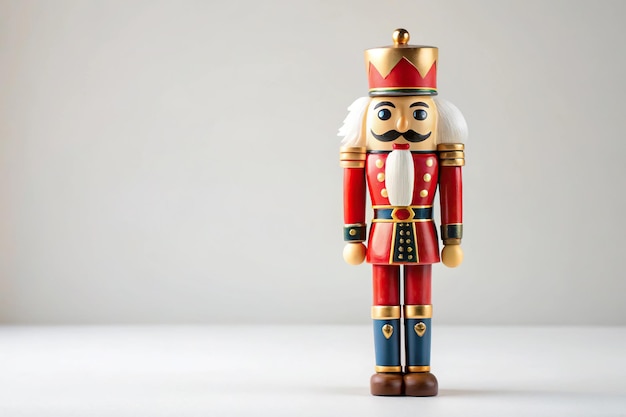 Photo minimalist vintage nutcracker toy on white background