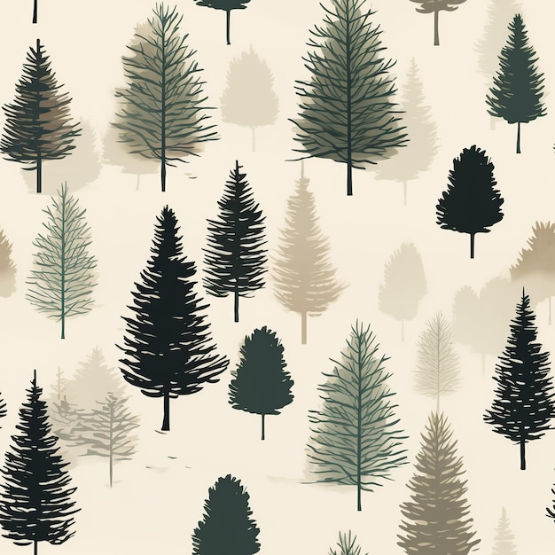 Minimalist Vintage Spruce Forest Pattern