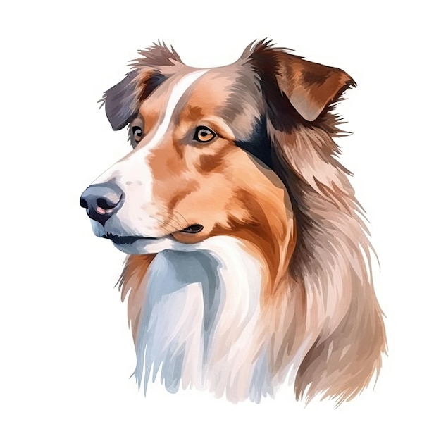 Minimalist Watercolor Painting of an American Shepherd