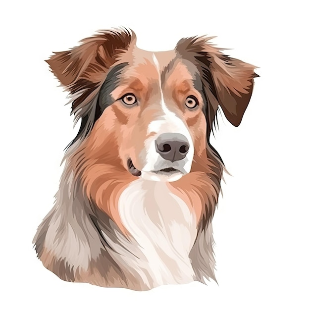 Minimalist Watercolor Painting of an American Shepherd