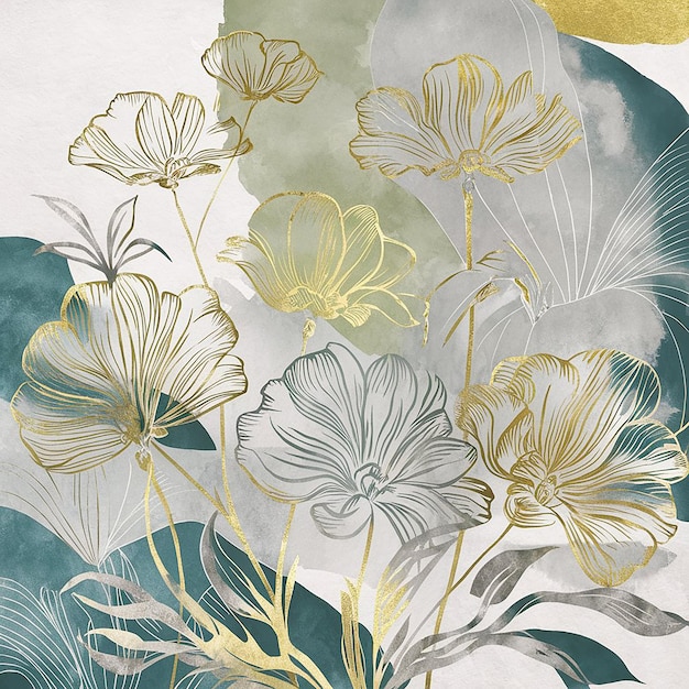 Minimalist Watercolor Painting Japanese Style Floral Patterns Generated With AI