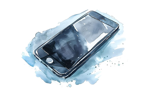 Photo minimalist watercolor smartphone on white background