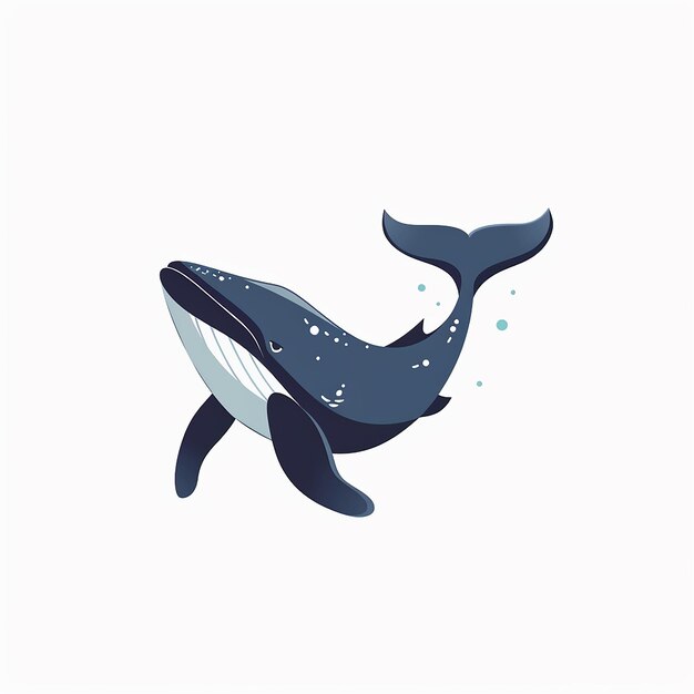 Minimalist Whale Logo Illustration on White Background