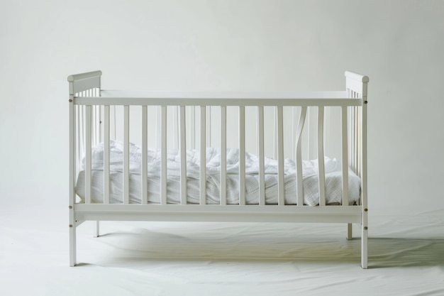 Minimalist white baby crib