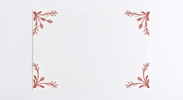 Photo minimalist white background with red floral corners