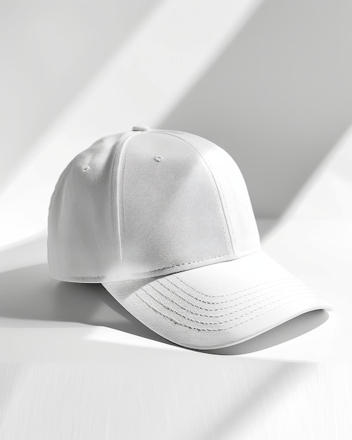 Photo minimalist white baseball cap mockup a stylish and highcontrast design