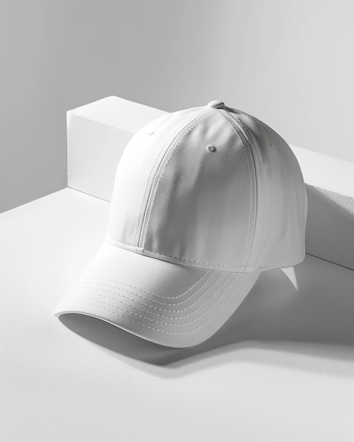 Minimalist White Baseball Cap Mockup A Stylish and HighContrast Design