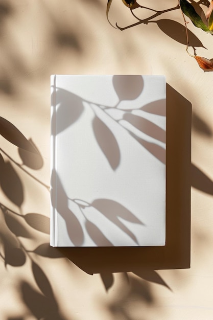 Photo minimalist white book cover with elegant shadow play