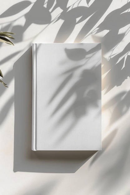 Photo minimalist white book cover with elegant shadow play