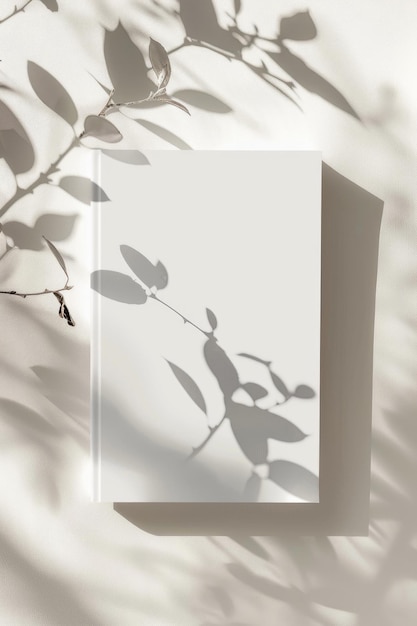 Photo minimalist white book cover with elegant shadow play