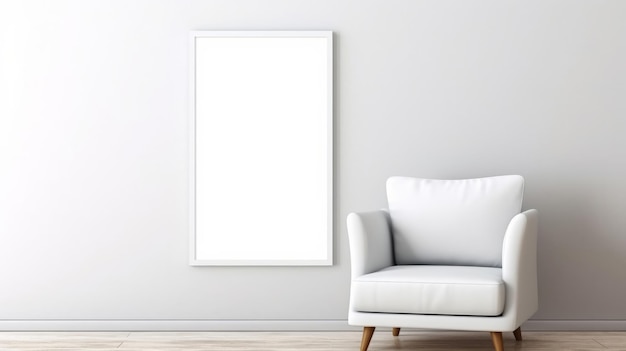 A minimalist white chair against a clean white wall