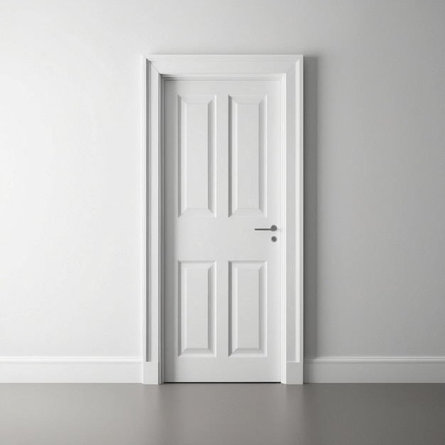 Photo minimalist white closed door against isolated background