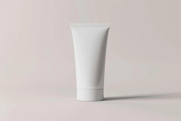 A minimalist white cream tube stands against a clean background emphasizing simplicity and elegance in modern design