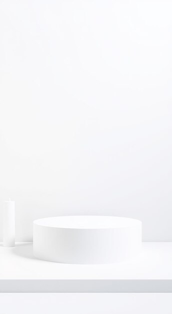 Photo minimalist white cylinder podium and stage in a studio setting