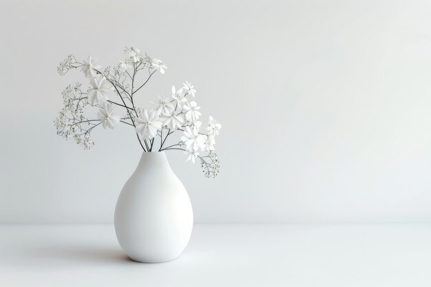 Photo minimalist white flower vase against clean background emphasizing simplicity