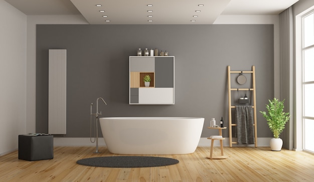 Minimalist white and gray bathroom