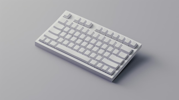 A minimalist white keyboard rendered in 3D