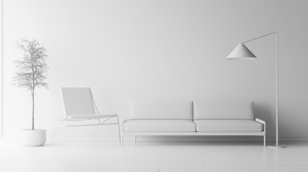 Photo minimalist white living room