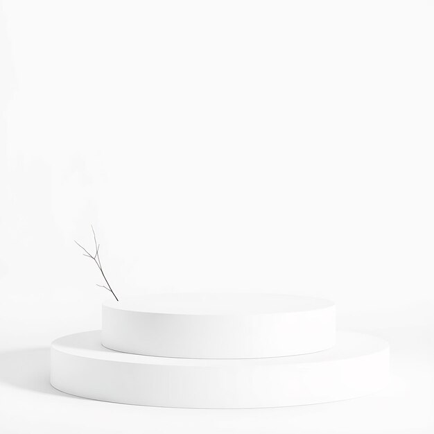 Photo minimalist white podium with twig