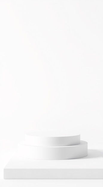 Photo minimalist white podium with two tiers on a white background