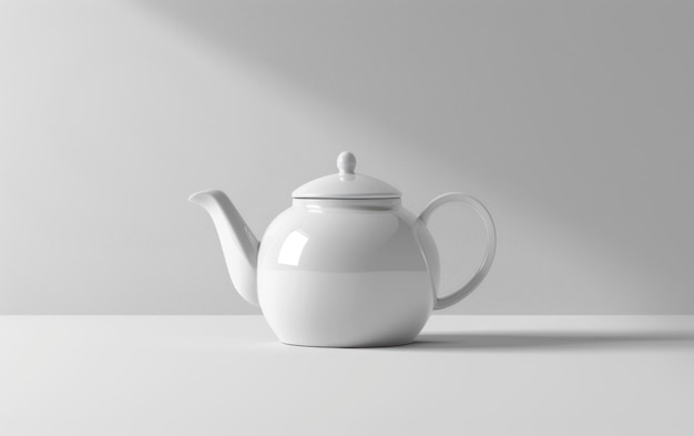 Photo minimalist white teapot on a gray background