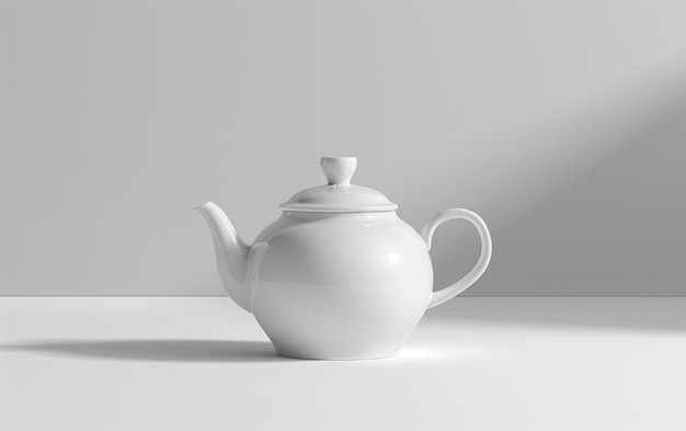 Photo minimalist white teapot on a gray background