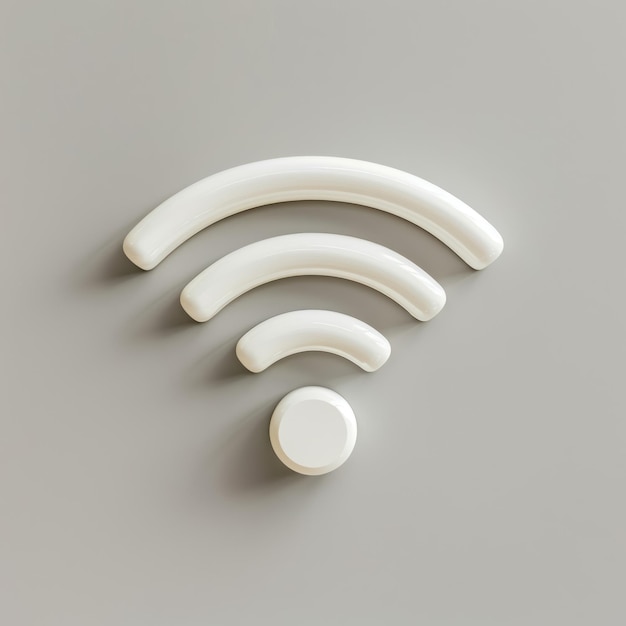 minimalist white wifi symbol on soft light grey background for modern technology themes