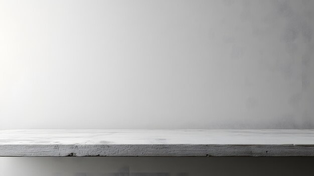 Minimalist White Wooden Shelf in a Textured Grey Environment