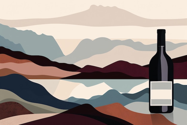 Minimalist wine label art abstractly