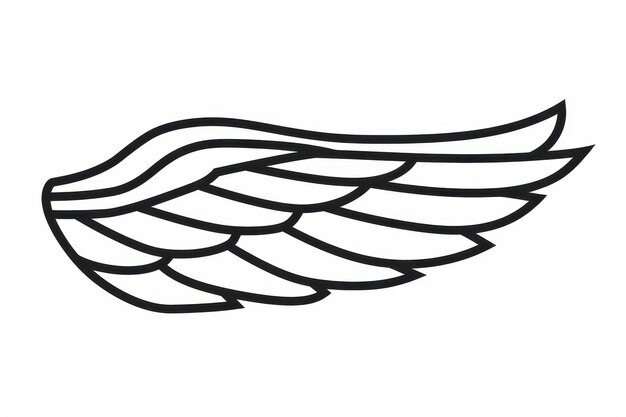 Photo minimalist wing icon single feather in black line art