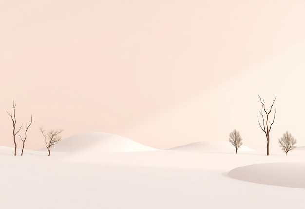 Photo minimalist winter landscape with bare trees and soft pink sky