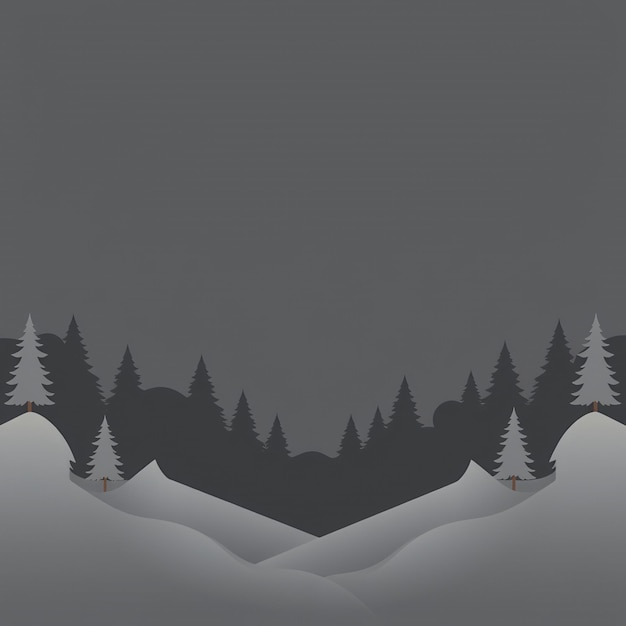 Photo minimalist winter landscape with snowy hills and a forest