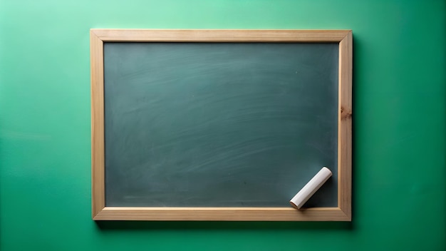 Minimalist Wooden Frame Chalkboard on Vibrant Green Background Ideal for Educational Presentations